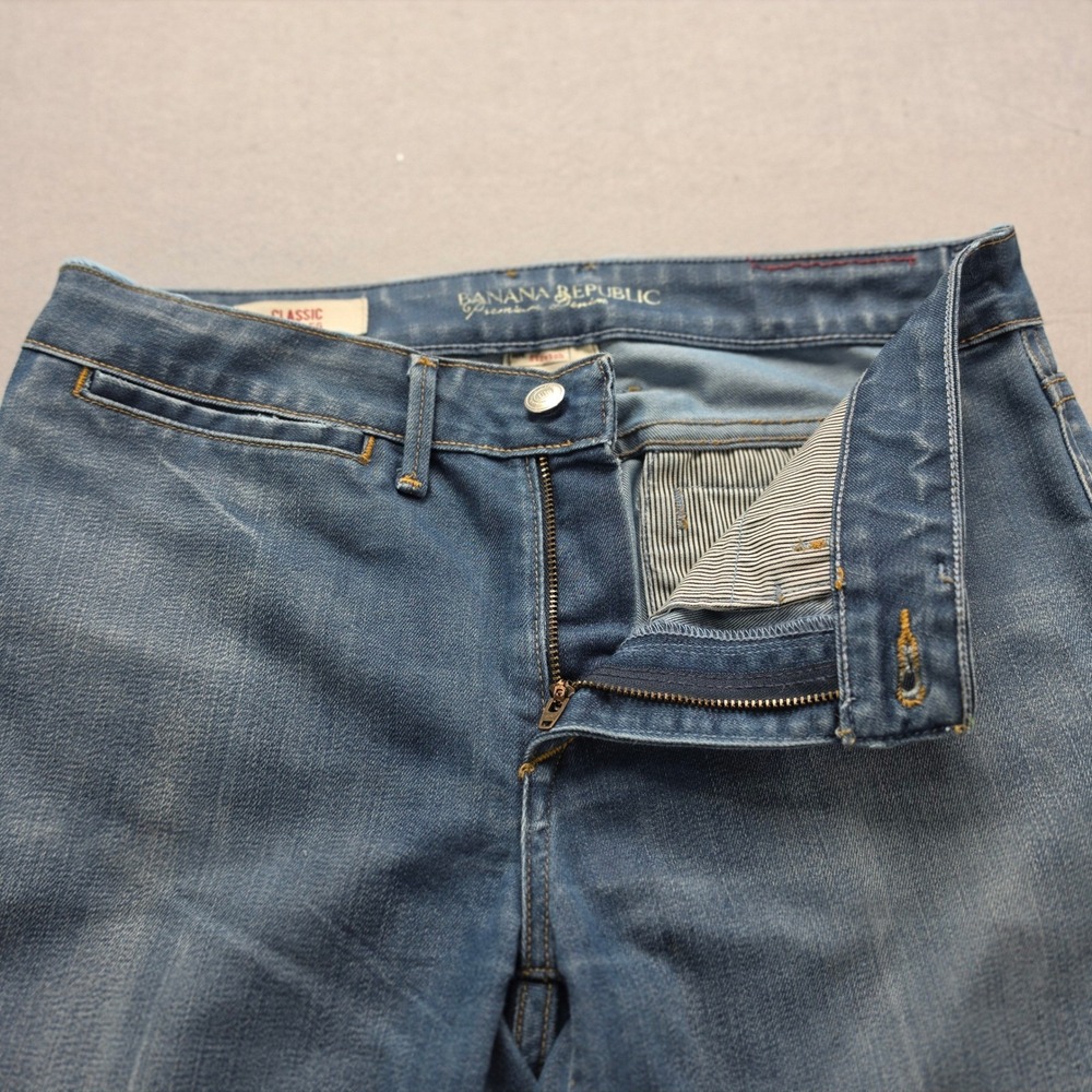 Banana Republic Premium Denim Classic Wide Leg Jeans Blue Stretch Size 6 USA - Picture 4 of 9